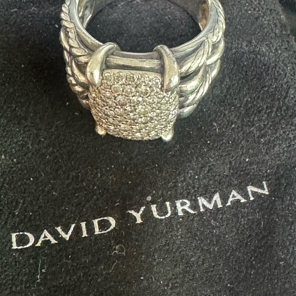 David Yurman “Tides” Silver Ring with Pave Diamonds